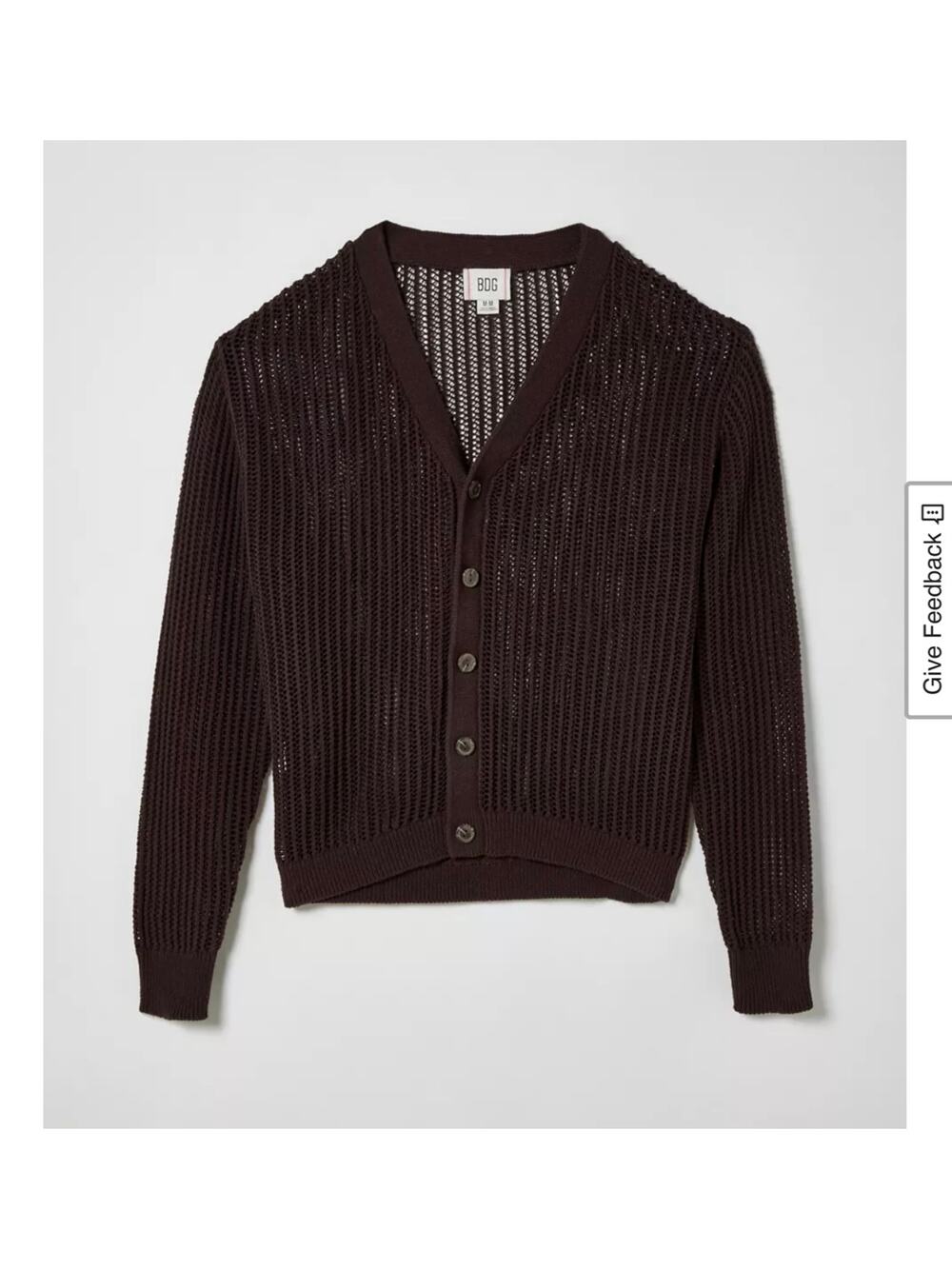 NWOT Urban Outfitters (BDG) Beach Cardigan, Espresso Brown, Large